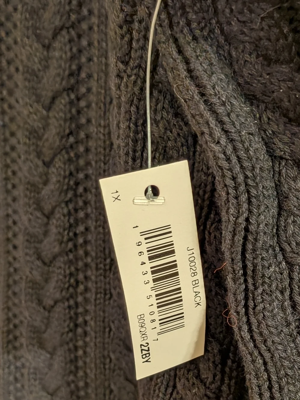 Amazon Essentials Women's Cable Knit Sweater Black Size 1X NWT Cotton - Picture 3 of 5